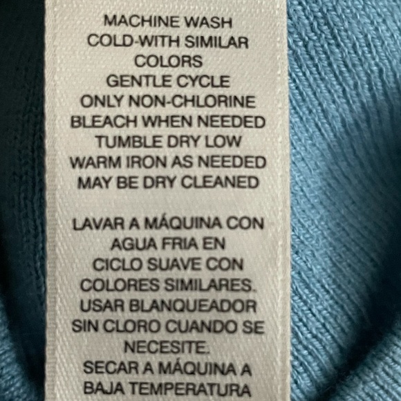 Chico’s Scoop Neck 3/4 Sleeves Blue Knit  Sweater Size 12P - Picture 7 of 7